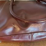 Hobo International  VTG Purse Red Brown Polished Leather Bag Zip Two Handles Photo 4