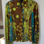 Anna Sui Vintage  Silk Button Down Shirt in Green Photo 0