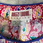 Maggy London Multicolor Artsy 100% Silk Floral Blouse Photo 7