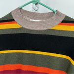 THML Anthropology Striped bright Multicolor Sweater frayed hemline size M Photo 7