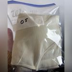 LASLULU Ribbed Halter Crop Tank Top Cream Beige Seamless Workout Athleisure S Photo 7