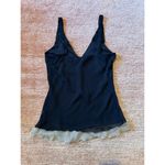 Papaya  women sleeveless chiffon cami top black beige beaded straps ruffle hem Photo 6