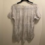 Eileen Fisher  Metaphor Print Almond Ballet 100% Silk Short Sleeve Blouse Photo 6