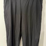 Eileen Fisher Elastic Waist Black Silk Cropped Crepe Wide Leg Pants Size L U Photo 0