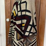 Yaira Festival Aztec Blanket Boho Fringe Hippie Pull On Poncho Sweater One Size Blue Size undefined Photo 2