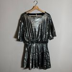 Free People  Manuka Sequin Mini Dress Women's Small Silver Drop Waist Party NWOT Photo 5