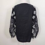 Chico's  Black Linen Cardigan Size Small Black and White Embroidered Linen Top Photo 4
