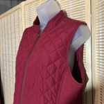 J.Jill Burgundy Red Zip Front Heavy Quilted Puffer Vest Button Pockets Medium Photo 3