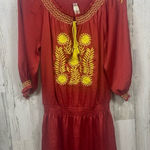 Uncle Frank Anthropologie Red Embroidered Mini Dress Size S Photo 0