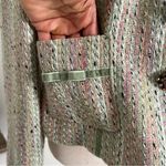 Retro Pastel Peppermint Candy Cane Blazer with Velvet Bow Jewel Silk Lining Pink Size 10 Photo 2