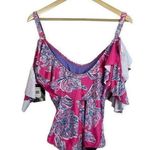 Marilyn Monroe NWT Ruffle Botanical One Piece Swim Suit in Pink/Blue Size 1X Photo 12