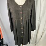 Vintage Modern Romance Dark Green Button Front Tunic Dress Rayon Flax USA Made‎ Brown Size M Photo 5