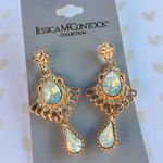 Jessica McClintock Earrings gold blue moonstone dangle Photo 0