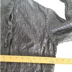 Anita Ford Thai Silk Button Down Top Womens M Pintucked Textured Collared Career Gray Size M Photo 6