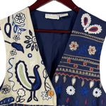 Vintage Embroidered Cotton Vest Folk Art Patchwork Ivy Club Classics 1990s M Blue Size M Photo 2
