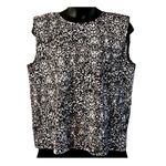 Nine West Women's Sleeveless Blouse XL Black White Abstract Gold Chain Detail Photo 1