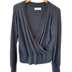 Abercrombie & Fitch Long Sleeve Plunge V-Neck Surplice Top Black Women's Medium Photo 0