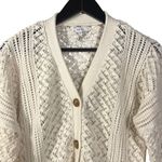 Reiss ‎ Open Knit Cardigan Women's XS Cream Linen Cotton Blend Button Front Chic Photo 1