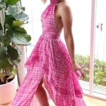 Aje Bungalow Sienna Gingham Halter Neck Maxi Dress Gown Pink AU Size 6 US Size 2 Photo 1