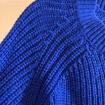 THML Sweater Women L Blue Trumpet Sleeve Royal Fall Business Casual Cozy Modest Photo 3