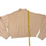 Blue Blush Size S Balloon Sleeve Mock Neck Sweater Cream Beige Knit Cozy Crop Photo 3