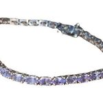 Purple Stone Tanzanite Set In Sterling Silver Tennis Friendship Promise Bracelet Purple Photo 0