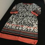 Emma & Me Floral‎ Print Midi Dress Black White Coral 3/4 Sleeve M Size M Photo 1