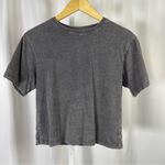 Colsie XS Small Oversized Boxy Acid Wash Charcoal Crewneck Crop Top Tee Shirt Gray Photo 0