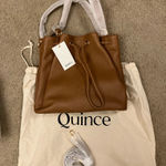 Quince Italian Leather Triple Compartment Bucket Bag in Cognac Photo 0