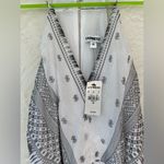 EXPRESS NWT  fully lined, silver, white halter neck, back slit maxi dress; XS Photo 1