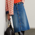 MOTHER High Waisted Button Midi Skirt in Blue Moon Sz 26 Photo 0