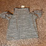 ZARA Striped Cold Shoulder Top Ruffle Sleeve Casual Blouse Medium Photo 5