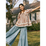 Free People Vintage Lover Blouse Relaxed Cotton Babydoll Cottage Floral M NWT Photo 2