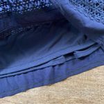 Solitaire  Midi Dress Women L Blue 3/4 Sleeve Crochet Lined Boho Rayon Keyhole Photo 9