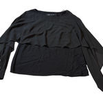 ZARA  Woman Black Blouse Size‎ Medium Flowy Round Neck Sleeveless Crepe Top Photo 0