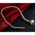 Boutique 4mm Bead Ball‎ Bracelet Minimalist Jewelry | Yellow Gold Plated Sterling Silver Photo 3