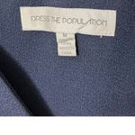 Dress the Population  Lyla Midi Dress Women’s Size M Navy V-Neck Cocktail Formal Photo 8