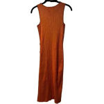 Olive & Oak Olive &‎ Oak Ribbed Rust Orange Maxi Dress with Side Buttons Sleeveless E58 Photo 3