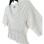 Rachel Comey Knit Top Women M Ivory Wool Blend Contrast Stitch Modern Clean Girl Size M Photo 2