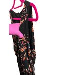 Cynthia Rowley Jumpsuit Womens Large Black Floral Wide Leg Cropped Stretchy Photo 5