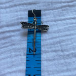 Dragonfly Earrings Dangle Dragonflies Nature Bohemian Jewelry Sterling‎ Silver Gray Photo 1
