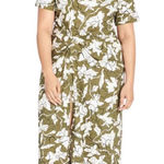 Tanya Taylor Ira Twisted Waist Cotton Shirt Midi Dress in Moss Green Size 1X Photo 0