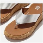 FitFlop  F-Mode FlatForm Toe Post Sandals Silver Sz 6 Boho Chic Coastal Comfort Photo 1
