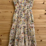 Evereve  Size XS Lizzy Floral Eyelet Midi Button Spaghetti Strap Dress Photo 0