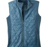 prAna  Diva Puffer Vest Sherpa Lined Full Zip Diamond Quilted Ribbed Blue XS Photo 0