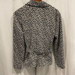 Harvé Benard Vintage 90’s wide collar old money leopard tie front chunky button sweater warm Photo 2