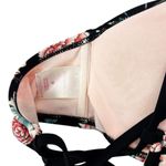 Xhilaration  Black Pink Carnation Flower Bandeau Racerback Bikini Top Size Medium Photo 2