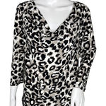 Clara Sunwoo Shirt Womens Small Black White Cheetah Leopard Edgy Rocker Slinky Photo 0