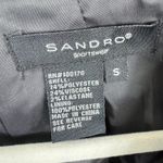 Sandro  Black Gray Collared Belted Soft Shell Trendy Dressy Button Up Jacket Sz S Photo 3