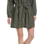 James Perse 
Women's Green Gathered Linen Mini Dress size small - 1 Photo 0